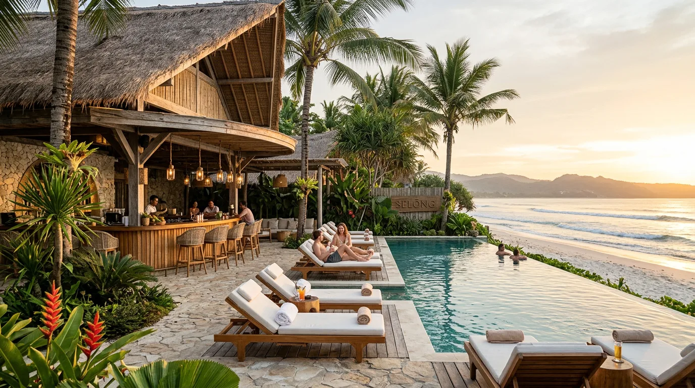 Beach club en el desarrollo de villas de lujo Lendang Luar, oeste de Lombok
