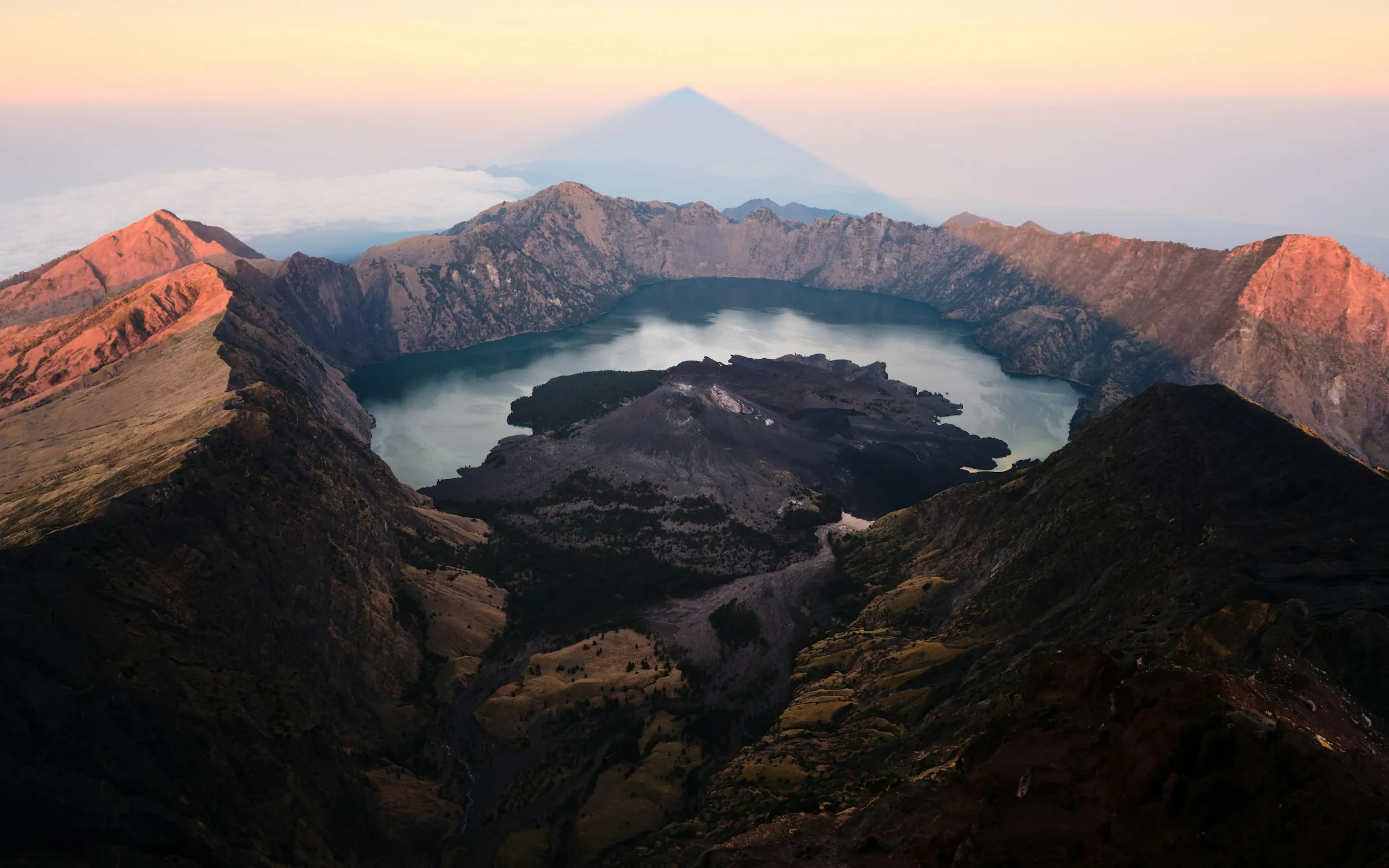 Caldera of Mount Rinjani at sunrise