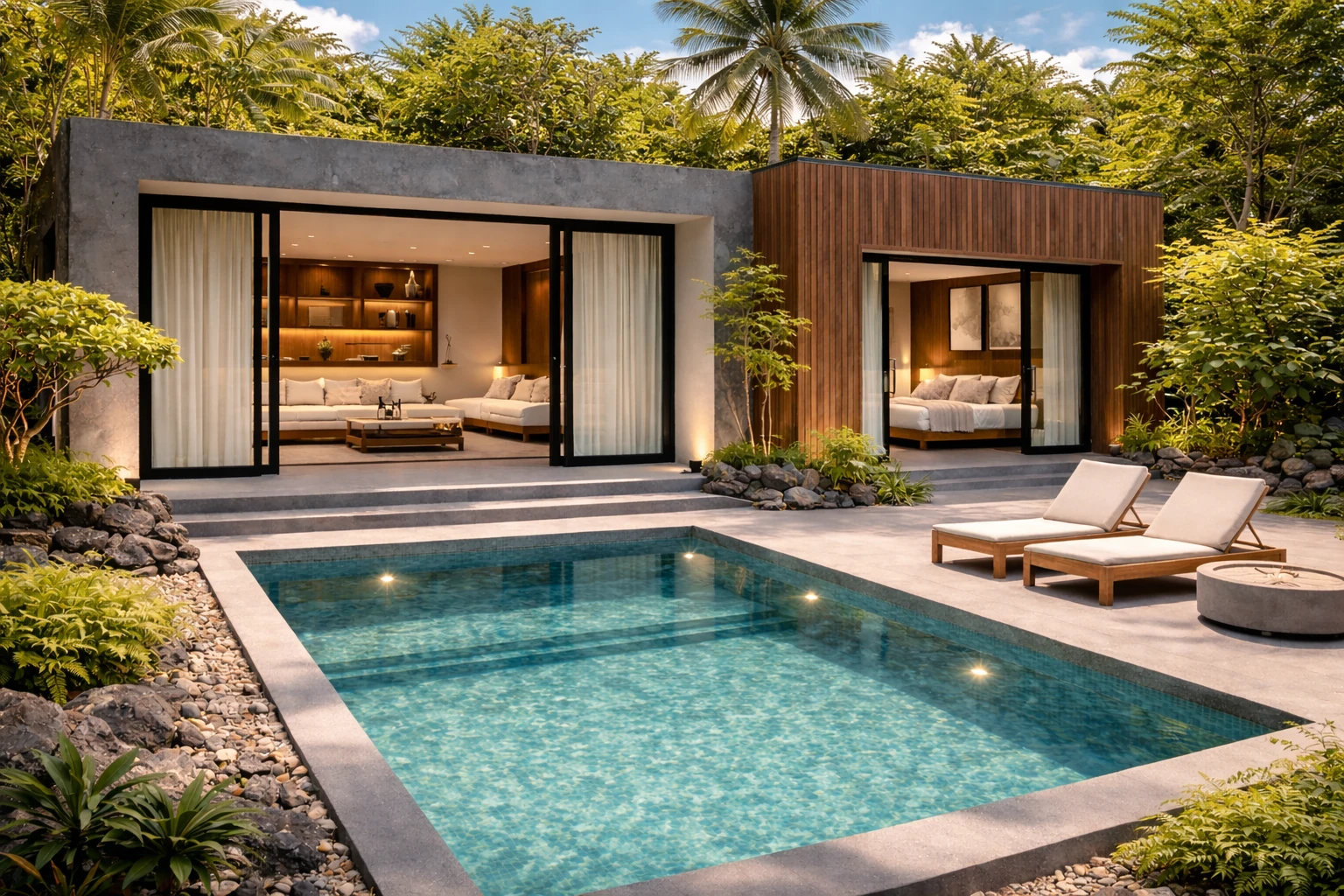 Villa de lujo estilo Japandi con piscina privada en el oeste de Lombok