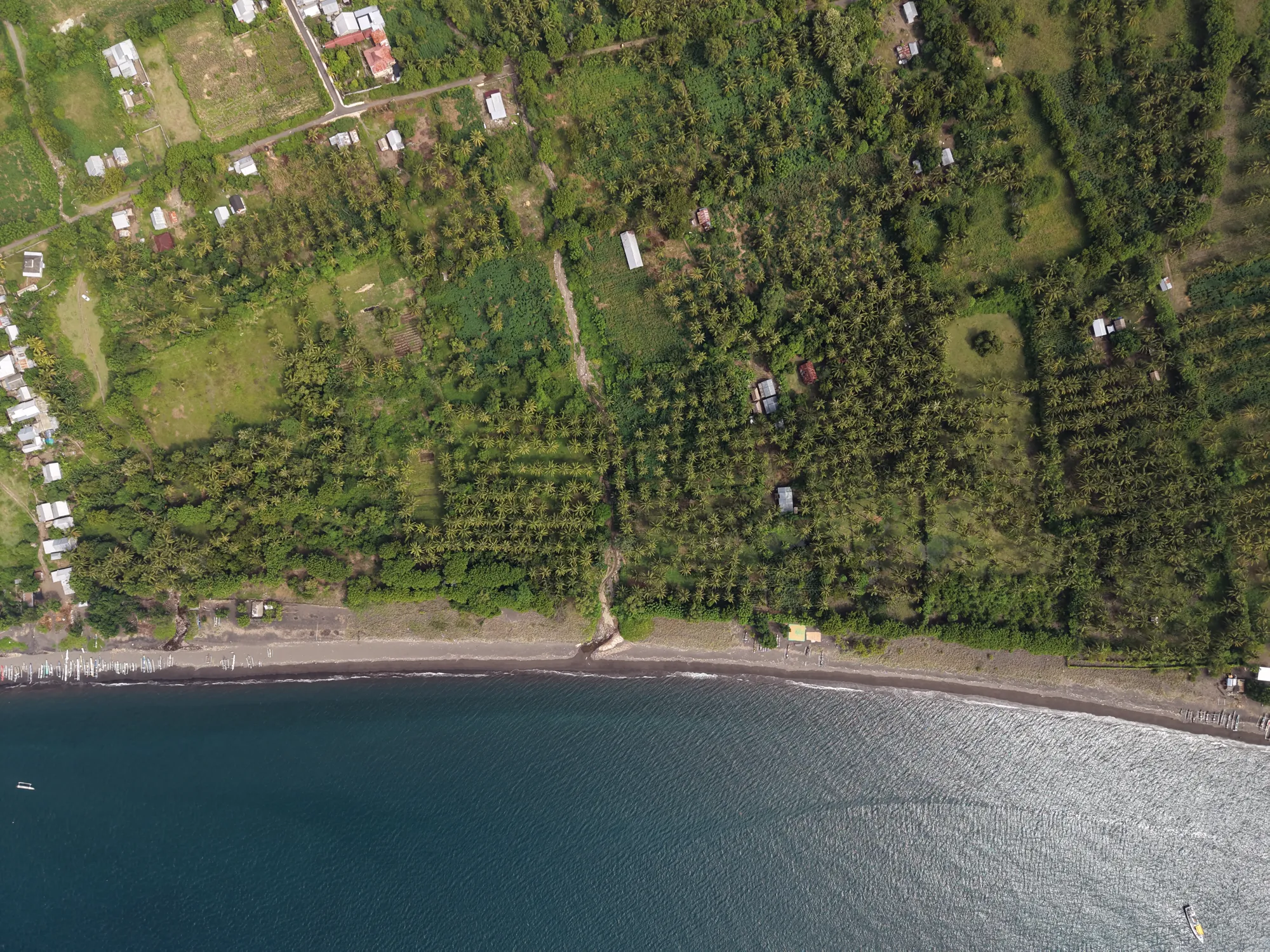 Aerial view of the north Lombok beachfront land