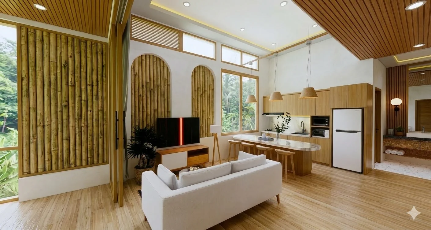 Open-plan living and kitchen