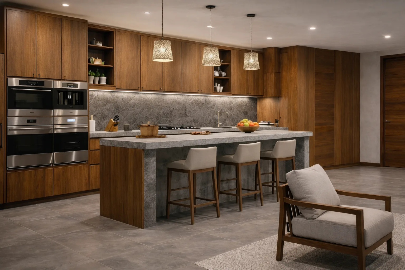 Open-plan living and kitchen