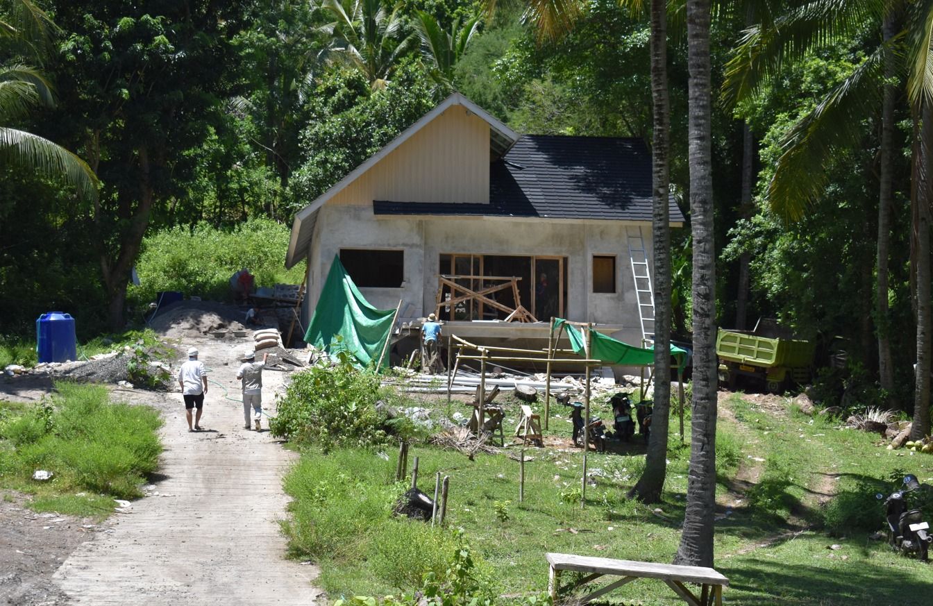 Exterior view during structural works